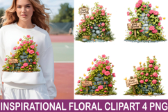 Inspirational Floral PNG Clipart Watercolor PNG Product Image 1