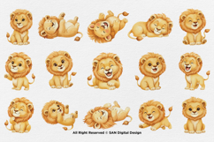 15 Bundle Watercolor Baby Lion King Jungle Animal Wildlife Product Image 8