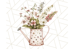 Watering Can Flowers PNG, Rustic Floral Watercolor Clipart Product Image 5