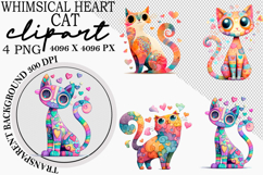 Whimsical Heart Cat Clipart Product Image 1