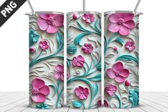 3D Flowers Tumbler Wrap | Sublimation Design | Tumble PNG Product Image 5