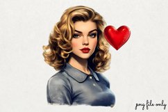 Valentines Romantic Retro Style Stamp Clipart PNG Product Image 1