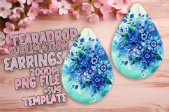 Dynamic Teardrop Earrings Sublimation Artwork , Watercolor P Product Image 1