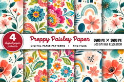 Bright Preppy Paisley Digital Paper PNG Product Image 1