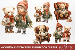 Christmas Clipart Christmas Teddy Bear Clipart Sublimation Product Image 1