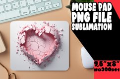 Affectionate 3D Heart Glitter Sublimation Mouse Mat Product Image 1