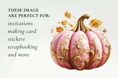 Pink and Gold pumpkin clipart, pumpkin sublimation Product Image 2
