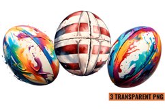 Retro Rubgy Ball Watercolor Clipart, Rugby Ball Illustration Product Image 1