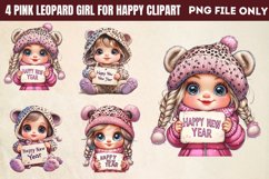 Pink leopard girl for Happy Clipart PNG Product Image 1