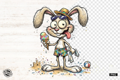 Whimsical Summer Beach Bunny Clipart Product Image 1