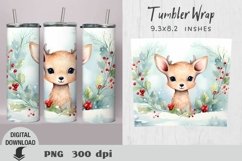 Christmas Tumbler Wrap, Christmas cute deer sublimation Product Image 1