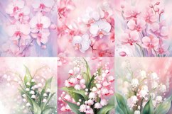Watercolor white pink flower printable digital papers Product Image 8