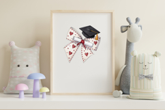Graduation Coquette Bow Clipart, graduation heart bow, PNG Product Image 7