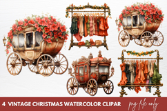 Vintage Christmas Watercolor Clipart Sublimation Product Image 1