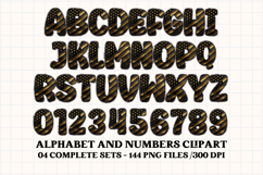 Black and Gold Alphabet png clipart, gold letters doodle Product Image 2