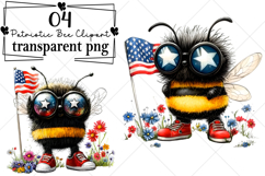 Patriotic Bee Clipart Watercolor PNG Product Image 1