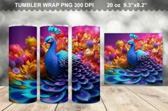 3D Rainbow Peacock 20 oz Skinny Tumbler Sublimation Product Image 9