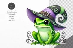Halloween clipart, Witch frog clipart, Autumn clipart Product Image 1