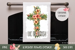 Spring Flowers Towel PNG, Christian Floral Cross Towel Print Product Image 1