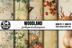 Woodland Junk Journal Digital Paper PNG Product Image 1