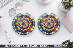 Flowers Car Coaster Sublimation|Christmas Coaster PNG Design Product Image 1