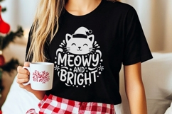 Meowy And Bright Svg, Funny Cat Christmas Svg, Cat Lover Svg Product Image 7