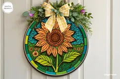 Sunflower Stained Glass Door Sign | Door Hanger | SVG Product Image 1