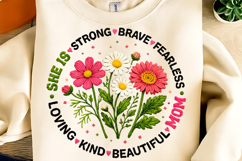 Mother's Day PNG, Faux Yarn She is Mom PNG, Boho Mama Floral Product Image 7