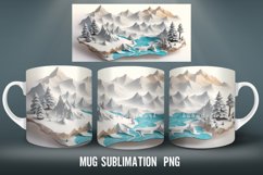 3D Winter Mug Sublimation PNG Mug Wrap Product Image 3