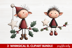 Whimsical Elf Clipart | Cute Christmas Elf PNG Illustration Product Image 1