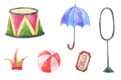 Watercolor Circus Clipart Bundle, Hand Painted PNG Product Image 7