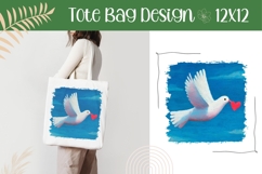 Dove of Peace Illustration, Dove Tote Bag Sublimation Product Image 1