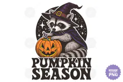 Vintage Funny Sarcastic Feral Witch Raccoon Halloween PNG Product Image 1