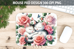 Watercolor Cat Mouse Pad Sublimation - Valentines Png Product Image 1