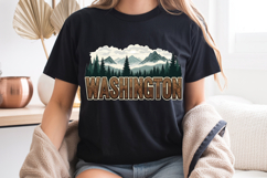 Washington PNG, Vintage Mountain Lake Forest Sublimation Product Image 8