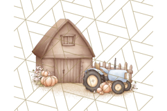 Fall Tractor Clipart PNG, Vintage Tractors With Pumpkins Product Image 4