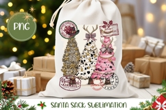 Leopard Christmas Tree Santa Sack, Christmas Gift Bag Design Product Image 1