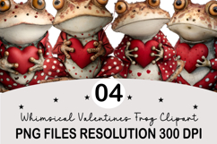 Whimsical Valentines Frog Clipart Valentines Frog Png Product Image 1