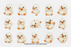 15 Bundle Watercolor Baby Duck Cute Animal Farm Yellow Duck Product Image 8