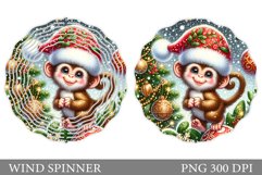 Christmas Monkey Wind Spinner. Christmas Wind Spinner Design Product Image 1