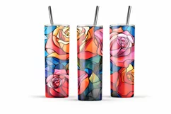 Roses tumbler wrap Stained Glass Png 20 Oz Sublimation Product Image 8