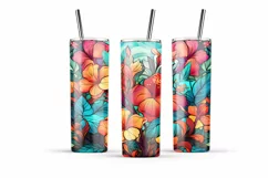 Tropical flower tumbler Stained glass tumbler wrap summer Product Image 8