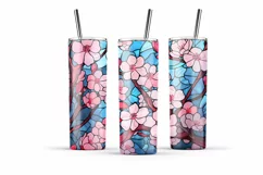Cherry blossom skinny tumbler sublimation designs PNG Product Image 8
