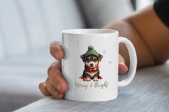 Merry &amp; Bright Christmas Dog clipart, Dog Sublimation Product Image 2