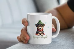 Merry & Bright Christmas Dog clipart, Dog Sublimation Product Image 2