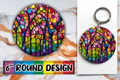 Colorful Tree Stained Glass Round Design PNG Product Image 1