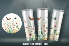 Watercolor Butterfly Tumbler Wrap Sublimation Designs |PNG Product Image 4