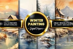 Watercolor Winter Painting Digital Papers - 04 Variations Product Image 1