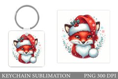Christmas Fox Keychain. Christmas Keychain Design Product Image 1