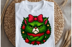 Funny Christmas green cat png design for T-shirts Product Image 5
